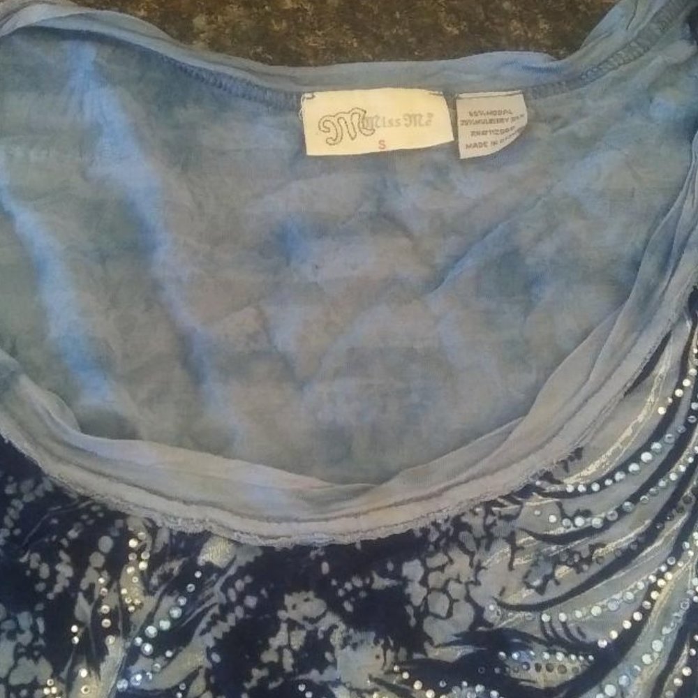 Miss Me blue sequin tee shirt Small - Picture 3 of 3